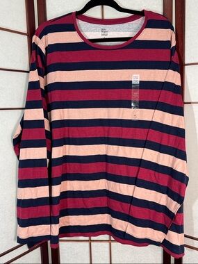 Kim Rogers Long Sleeve Striped Tee in Navy, Maroon, Blush